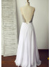 Ivory Beaded Chiffon Long Prom Dress